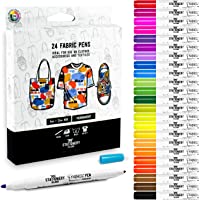 Stationery Island Doble Punta Rotuladores Para Tela Paquete De 24 Colores – 1mm y 2 mm Puntas. Marcadores Permanentes…